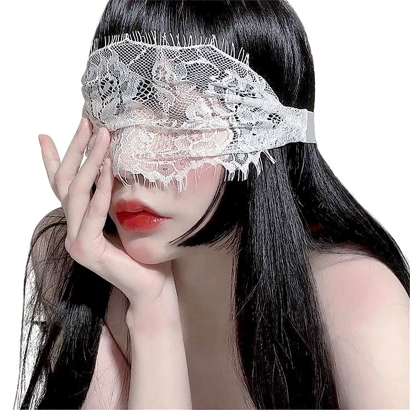 Ladies Sexy Lace Eye Mask Black White Hollow Out Adjustable See-Through Blindfolds Party Club Masquerade Masks Accessories
