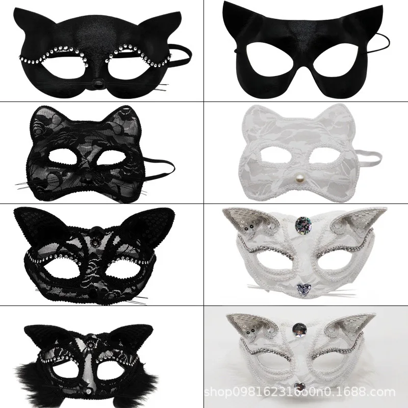 Halloween Cosplay Sexy Fox Mask Lace Eye Mask Animal Mask Half Face Women Sexy Cat Mask For Couple Masquerade Ball Party Game