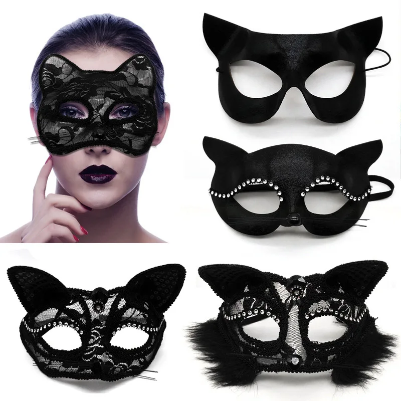 Halloween Cosplay Sexy Fox Mask Lace Eye Mask Animal Mask Half Face Women Sexy Cat Mask For Couple Masquerade Ball Party Game