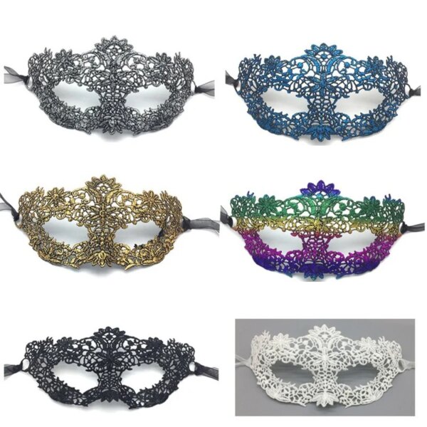 Women Sexy Hollow Lace Masquerade Bronzing Face Mask Princess Party Cosplay Prom Props Costume Nightclub Queen Eye Mask Exotic