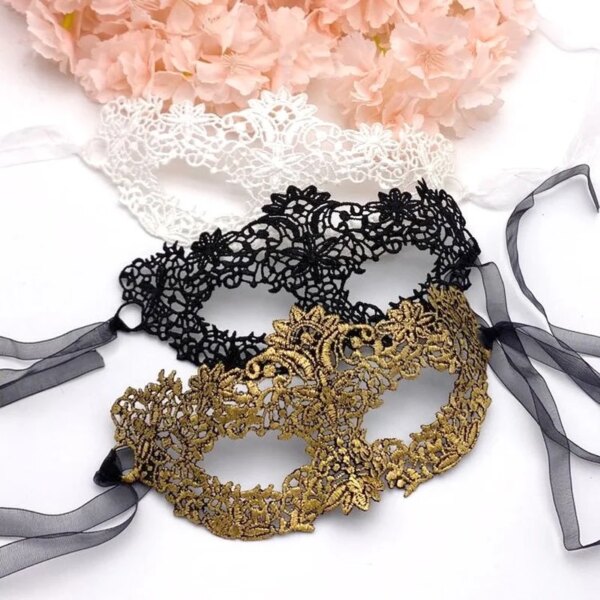 Women Sexy Hollow Lace Masquerade Bronzing Face Mask Princess Party Cosplay Prom Props Costume Nightclub Queen Eye Mask Exotic