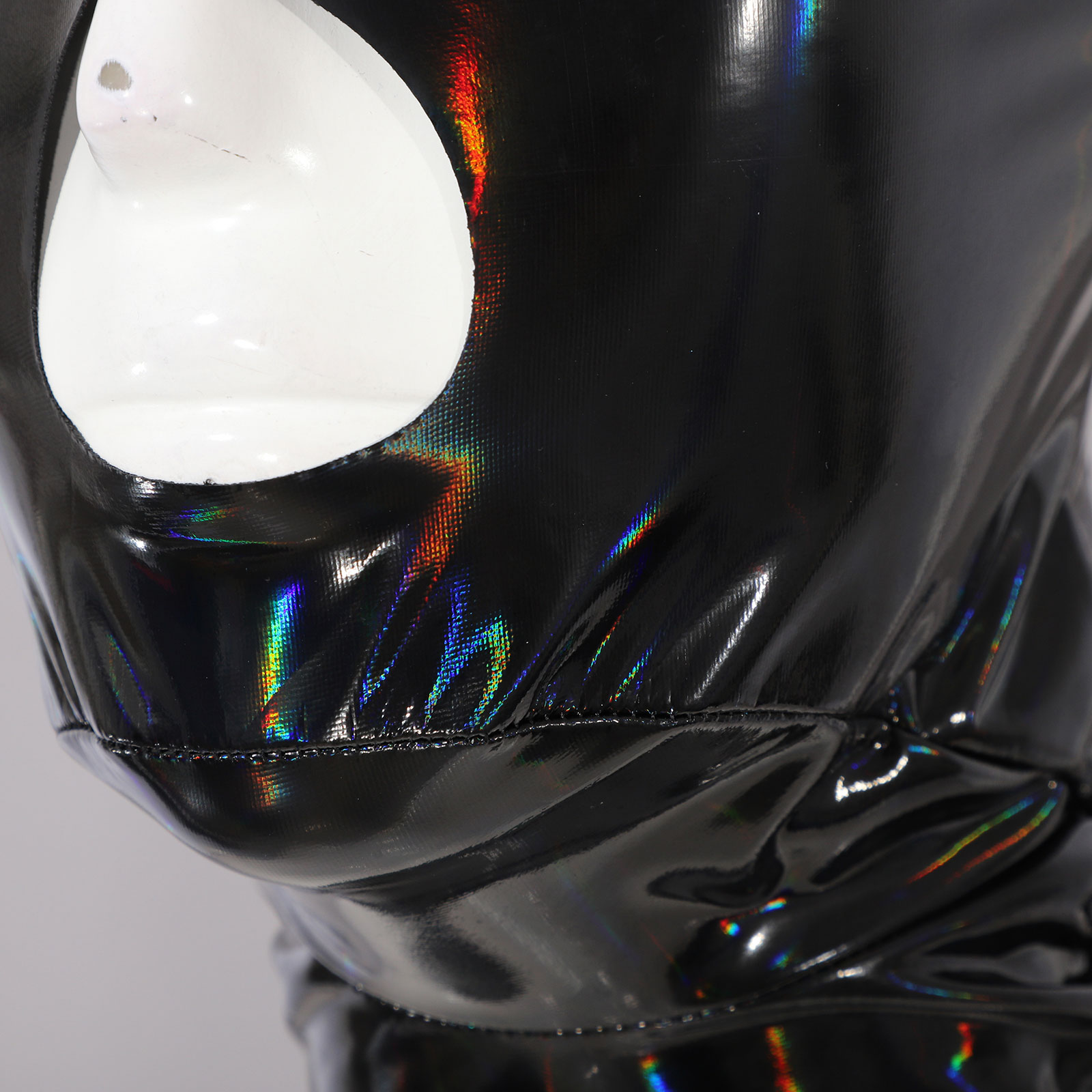 Adult Nightclub Full Cover Latex Hood Masks 3-Hole Open Eyes Cutout Back Zipper Hood Fancy Gradient Balaclava Headgear Costume