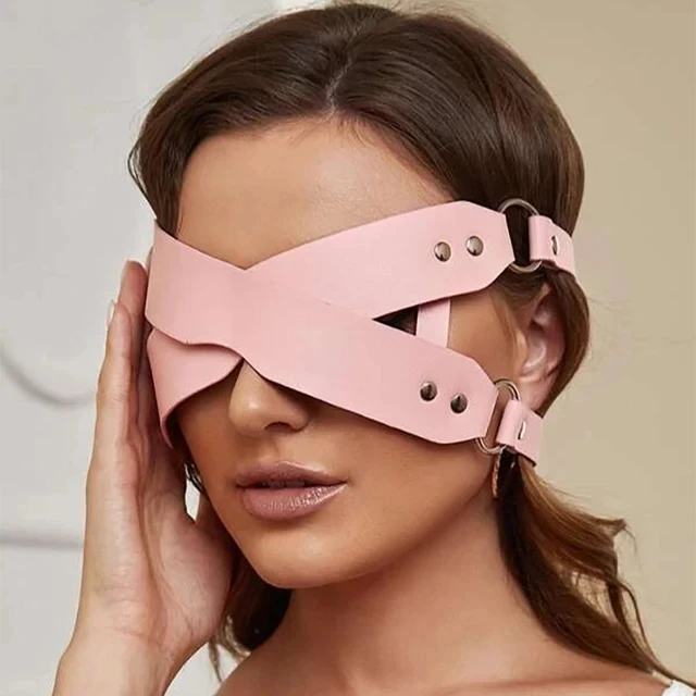 Sexy Mask For Face Women PU Leather Goth Harness Cosplay Anime Eye Mask Masquerade Party Festival Halloween Costume Fun Prop