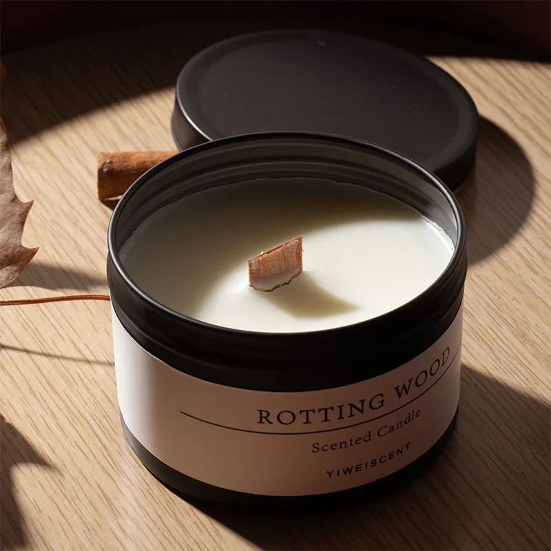 Black Tin Can Scented Aromatic Candles Wooden Wick Candle Jars with Lid Classic Home Decorative Candles Dried Flower Black Tin Can Scented Aromatic Candles Wooden Wick Candle Jars with Lid Classic Home Decorative Candles Dried Flower