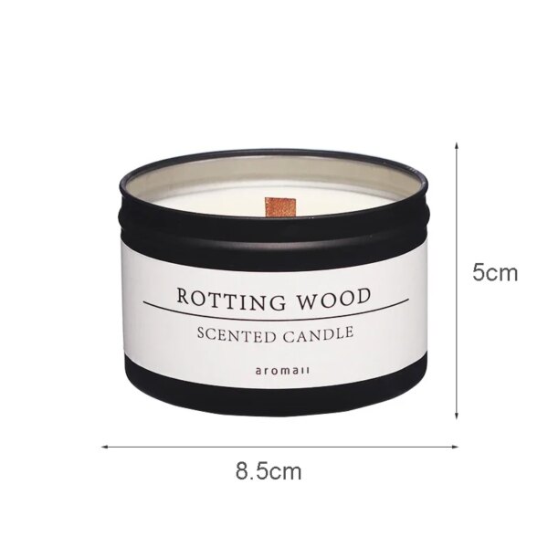 Black Tin Can Scented Aromatic Candles Wooden Wick Candle Jars with Lid Classic Home Decorative Candles Dried Flower