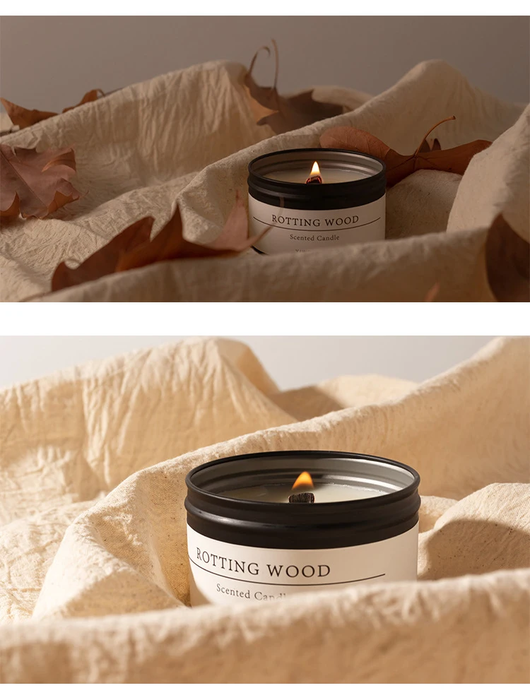 Black Tin Can Scented Aromatic Candles Wooden Wick Candle Jars with Lid Classic Home Decorative Candles Dried Flower Black Tin Can Scented Aromatic Candles Wooden Wick Candle Jars with Lid Classic Home Decorative Candles Dried Flower
