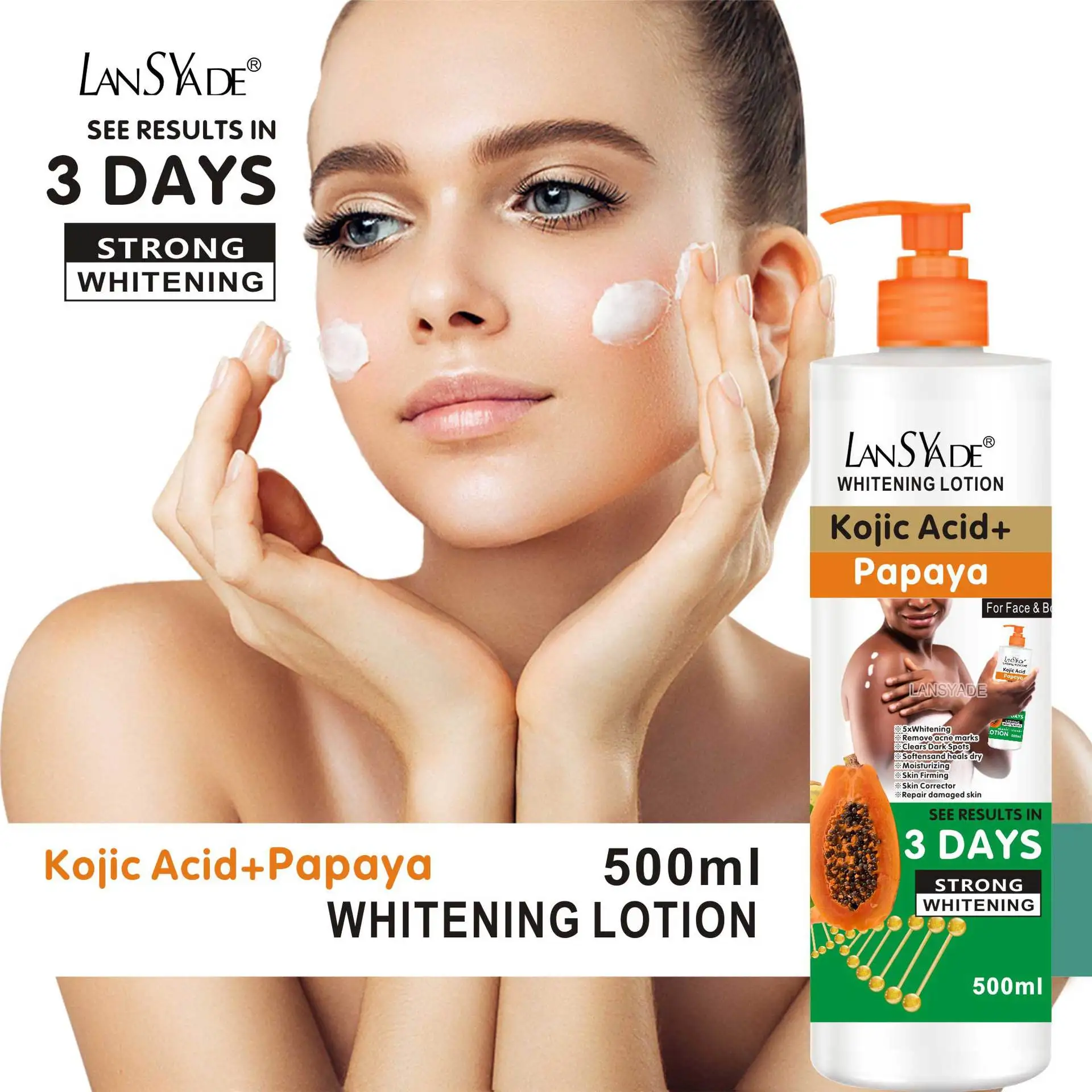 500ml Papaya Body Lotion Moisturizes The Body Skin Massage Essence, Making The Skin Smooth and Improving Roughness