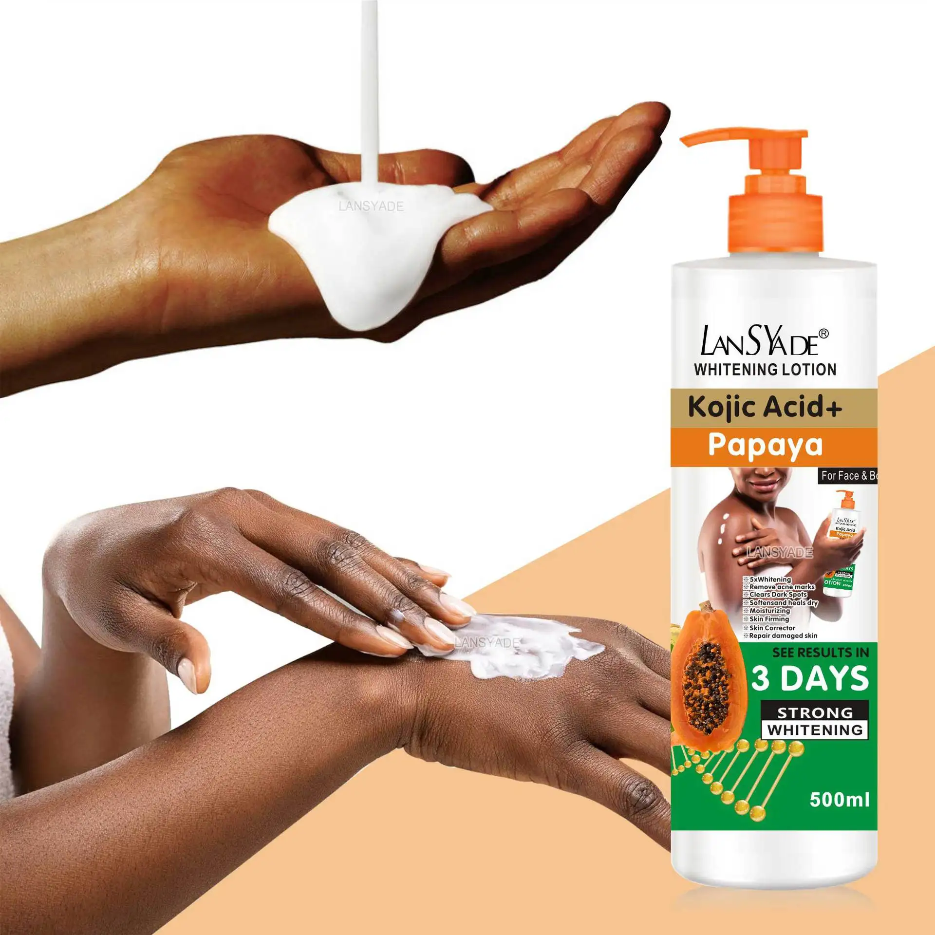 500ml Papaya Body Lotion Moisturizes The Body Skin Massage Essence, Making The Skin Smooth and Improving Roughness