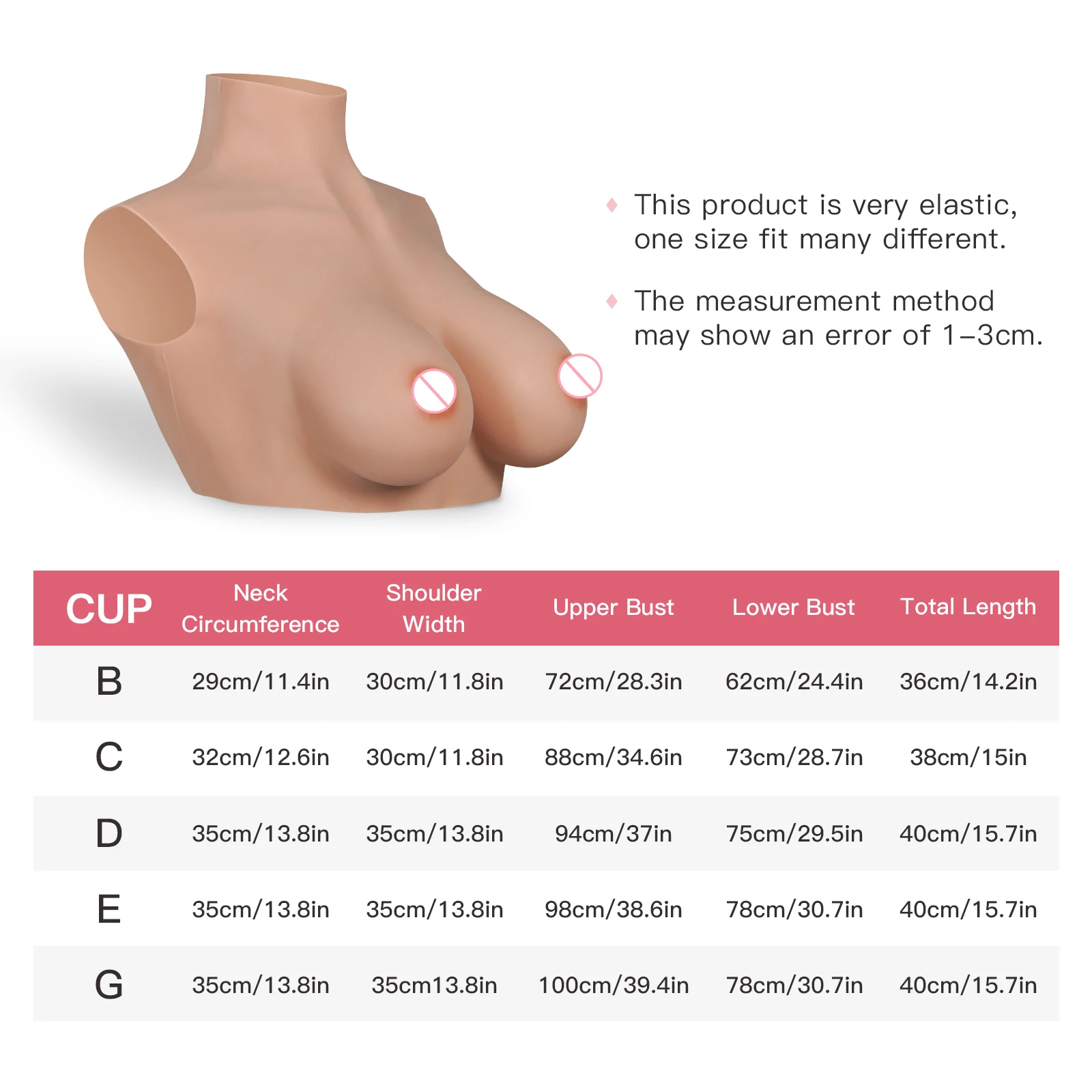KOOMIHO 2TH GEN Fake Silicone Breast Forms Half Body Huge Boobs B/C/D/E/G Cup Transgender Drag Queen Shemale Crossdress for Men KOOMIHO 2TH GEN Fake Silicone Breast Forms Half Body Huge Boobs B/C/D/E/G Cup Transgender Drag Queen Shemale Crossdress for Men