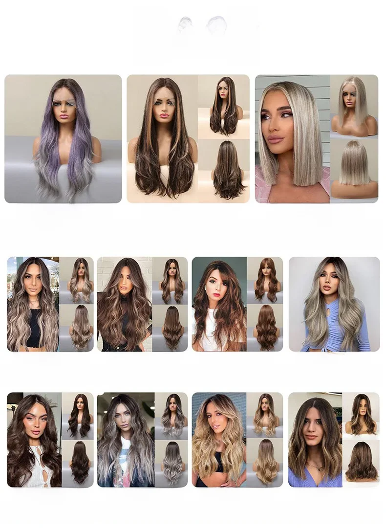 European and American White Style Amazon Cross-border Export Special Air Bangs Gradient Gold Wavy Long Curly Hair Wig