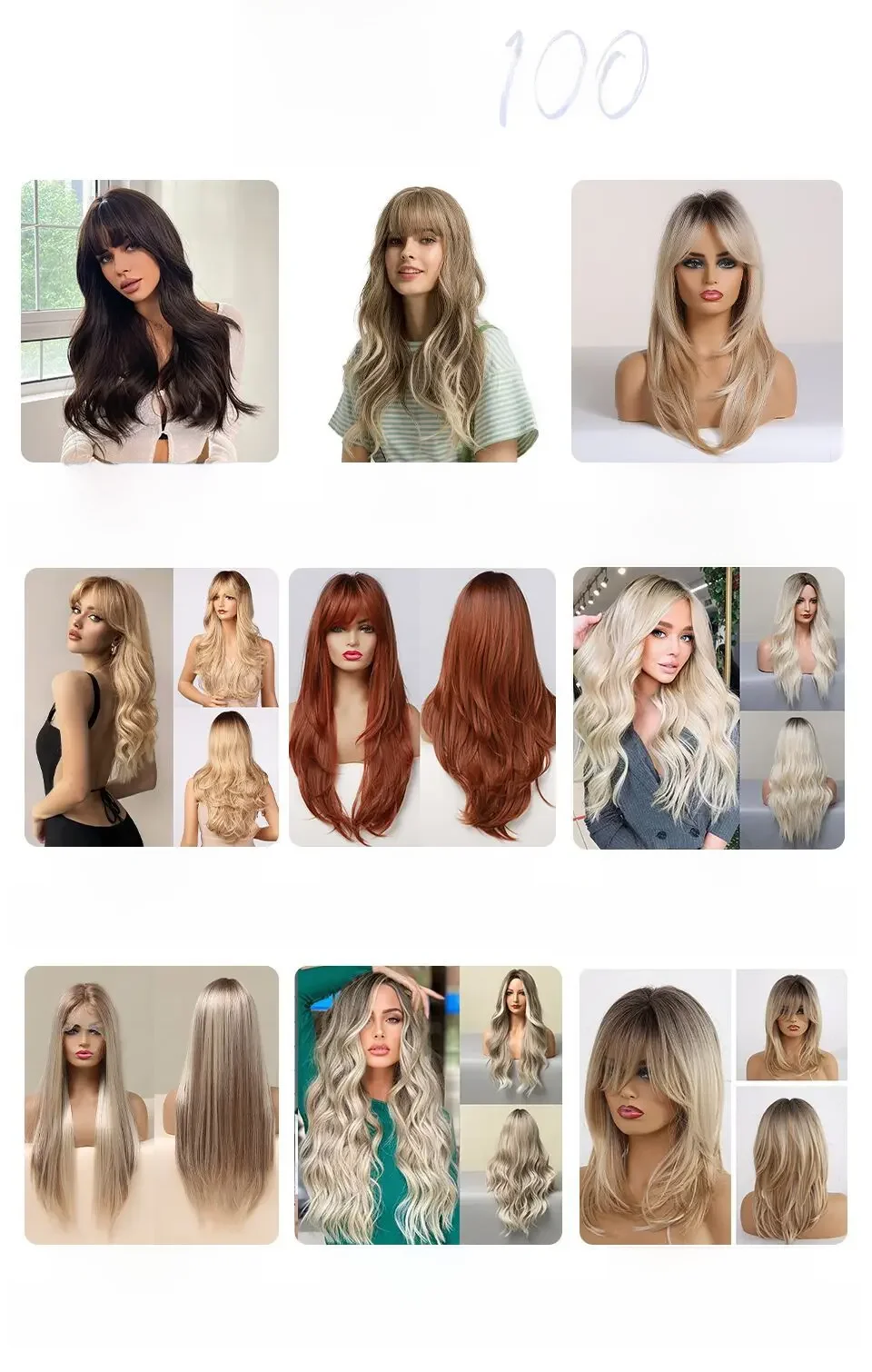 European and American White Style Amazon Cross-border Export Special Air Bangs Gradient Gold Wavy Long Curly Hair Wig