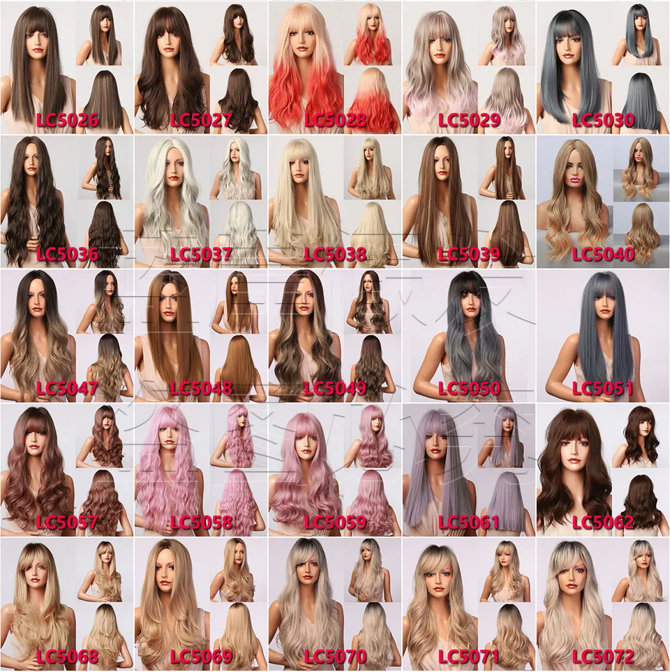 European and American White Style Amazon Cross-border Export Special Air Bangs Gradient Gold Wavy Long Curly Hair Wig