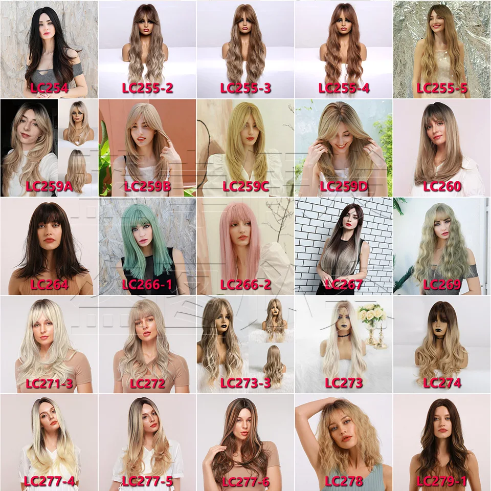 European and American White Style Amazon Cross-border Export Special Air Bangs Gradient Gold Wavy Long Curly Hair Wig