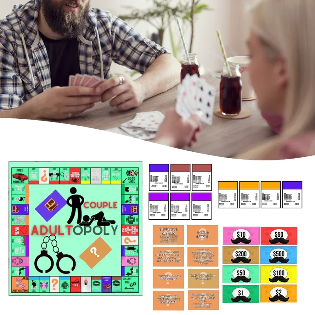1 Set Adultopoly Board Game Adult Couples Intimacy Deck Cards for Couples Board Game Date Night Ideas Adult Sex Dice Erotic Toys