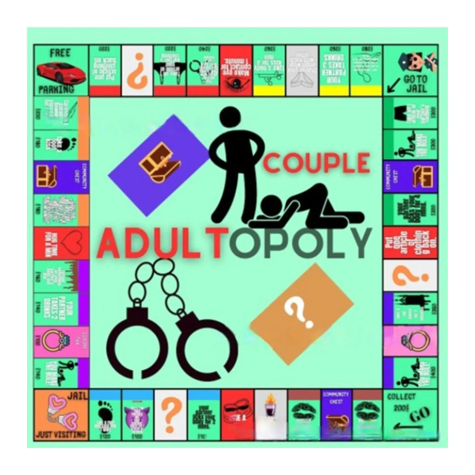 1 Set Adultopoly Board Game Adult Couples Intimacy Deck Cards for Couples Board Game Date Night Ideas Adult Sex Dice Erotic Toys