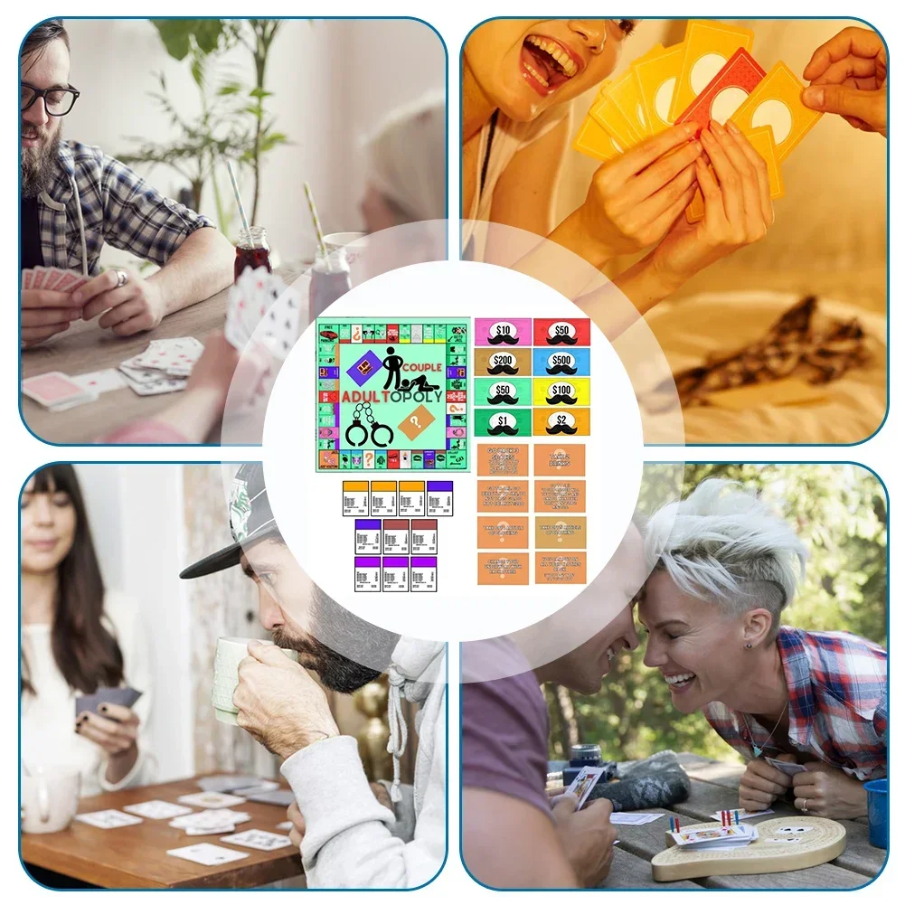 1 Set Adultopoly Board Game Adult Couples Intimacy Deck Cards for Couples Board Game Date Night Ideas Adult Sex Dice Erotic Toys