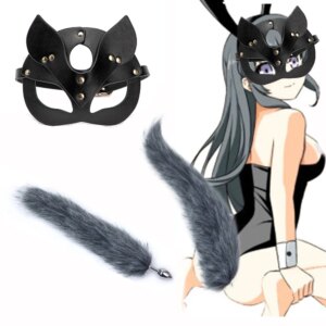 Cosplay Sex Toys for Woman Fox Mask Tail Anal Plug Metal Anus Butt Plug Mask Party Sexy Adult Mask Game BDSM Adult Game