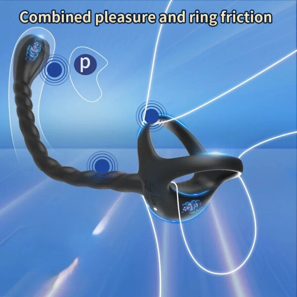 APP Remote Penis Ring Anal Plug Vibrators For Men Cock Ring Delay Exerciser Prostate Stimulator Massager Adult Sex Toys for Men