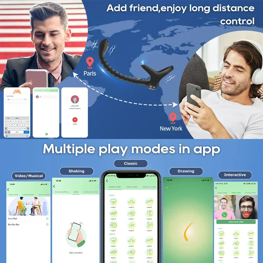 APP Remote Penis Ring Anal Plug Vibrators For Men Cock Ring Delay Exerciser Prostate Stimulator Massager Adult Sex Toys for Men APP Remote Penis Ring Anal Plug Vibrators For Men Cock Ring Delay Exerciser Prostate Stimulator Massager Adult Sex Toys for Men