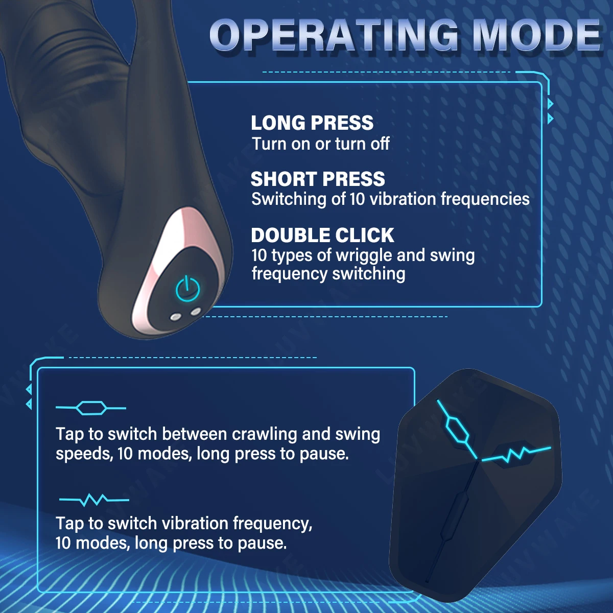 LUVWAKE Prostate Massager Anal Vibrator 9 Wiggling Thrusting with Cock Ring Butt Plug Remote Control Sex Toys P Sport Massager