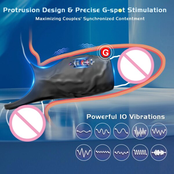 Vibrator Penis Sleeve Cock Ring Extender for Penis Testicles G Spot Stimulation Couples Adult Sex Toys for Men Women 18+
