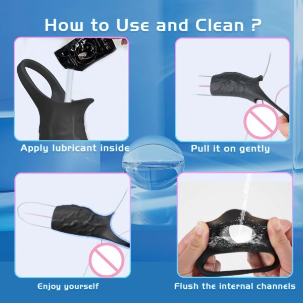 Vibrator Penis Sleeve Cock Ring Extender for Penis Testicles G Spot Stimulation Couples Adult Sex Toys for Men Women 18+
