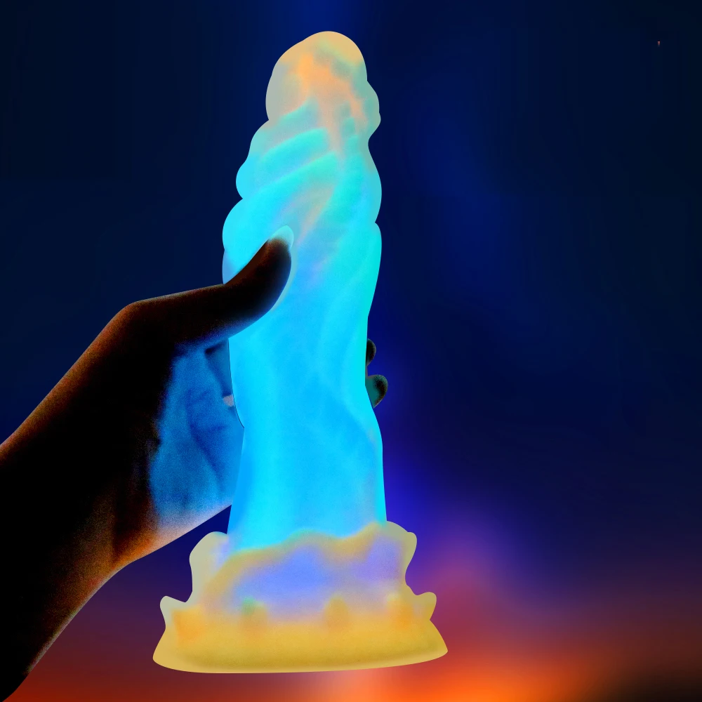 Luminous Dildos Huge Dragon Dildo Penis Silicone Glowing Monster Dildo Anal Plug Buttplug Female Masturbator Sex Toys for Women