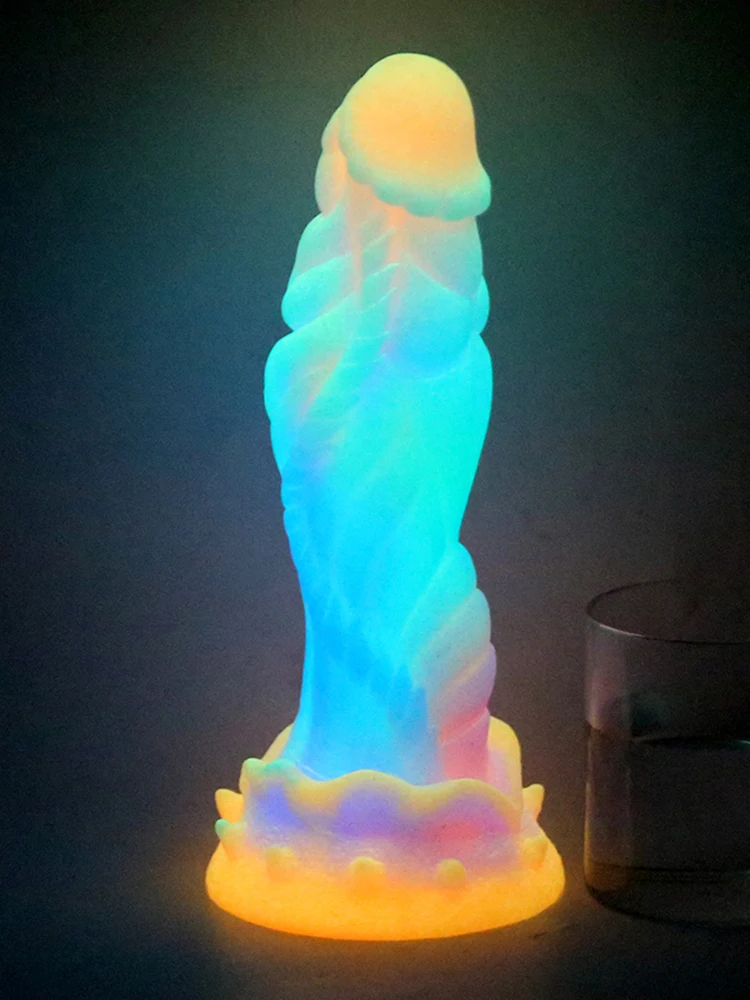 Luminous Dildos Huge Dragon Dildo Penis Silicone Glowing Monster Dildo Anal Plug Buttplug Female Masturbator Sex Toys for Women
