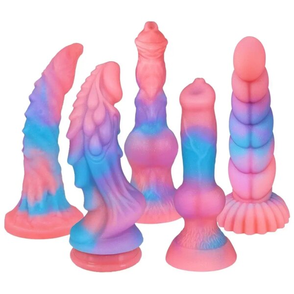 Fluorescent Bad Dragon Dildo Huge Luminous Dildos for Woman Silicone Suction Cup Dog Anal Plugs Masturbator Sex Toys for Couples