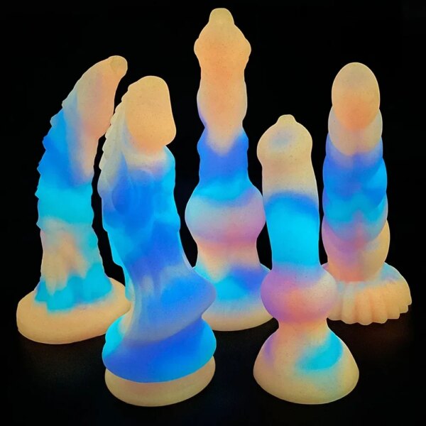 Fluorescent Bad Dragon Dildo Huge Luminous Dildos for Woman Silicone Suction Cup Dog Anal Plugs Masturbator Sex Toys for Couples