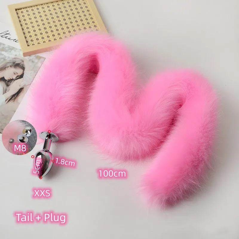 Anal Sex Toys of Long Pink Faux Fur Fox Tail with Stainless Steel Metal Butt Plug for Fetish Fantasy Flirting Adult Supplies Anal Sex Toys of Long Pink Faux Fur Fox Tail with Stainless Steel Metal Butt Plug for Fetish Fantasy Flirting Adult Supplies