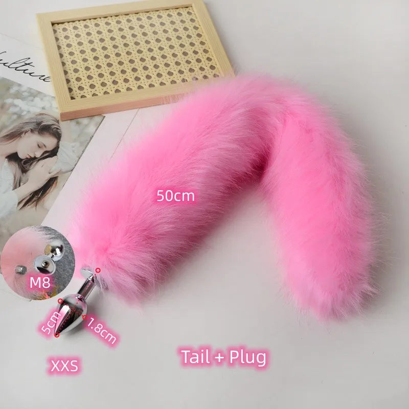 Anal Sex Toys of Long Pink Faux Fur Fox Tail with Stainless Steel Metal Butt Plug for Fetish Fantasy Flirting Adult Supplies Anal Sex Toys of Long Pink Faux Fur Fox Tail with Stainless Steel Metal Butt Plug for Fetish Fantasy Flirting Adult Supplies