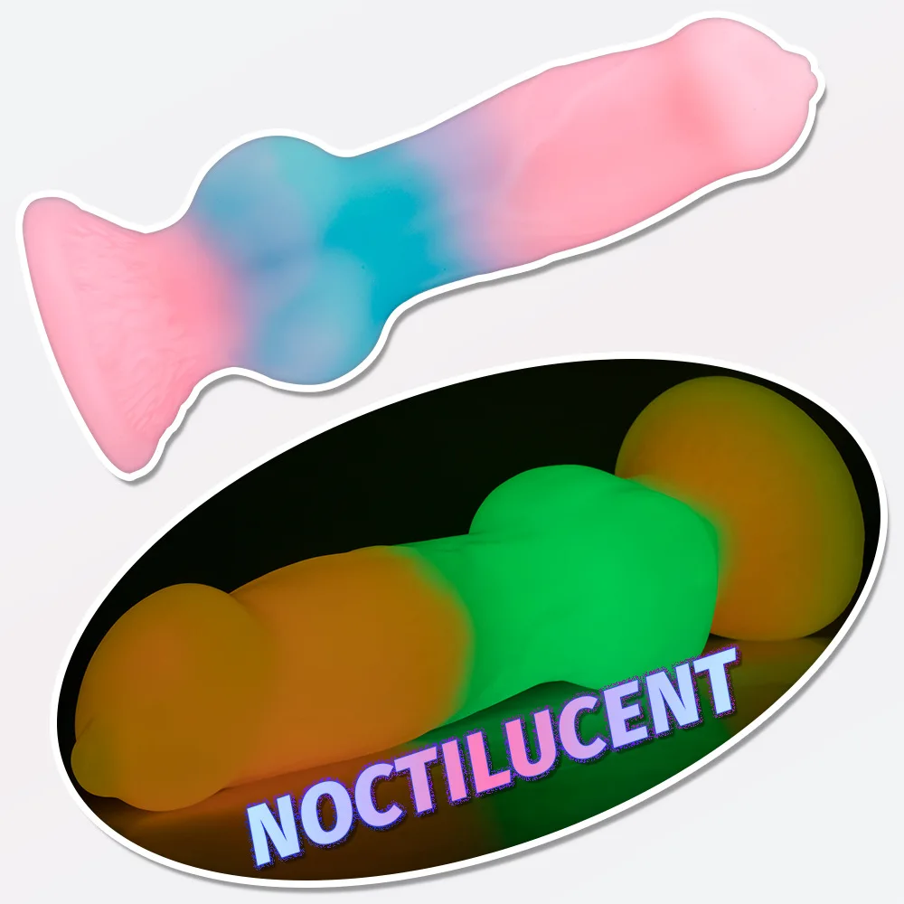 Knot Dildo Fantasy Anal Luminous Dog Dildo Silicone Monster Dildo Glow in the Dark   Animal Alien Dildo Butt Plug Gay Couple Toy