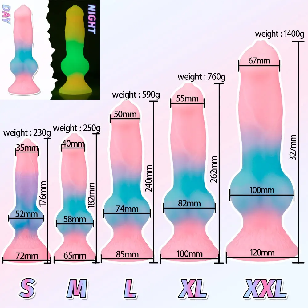 Knot Dildo Fantasy Anal Luminous Dog Dildo Silicone Monster Dildo Glow in the Dark   Animal Alien Dildo Butt Plug Gay Couple Toy