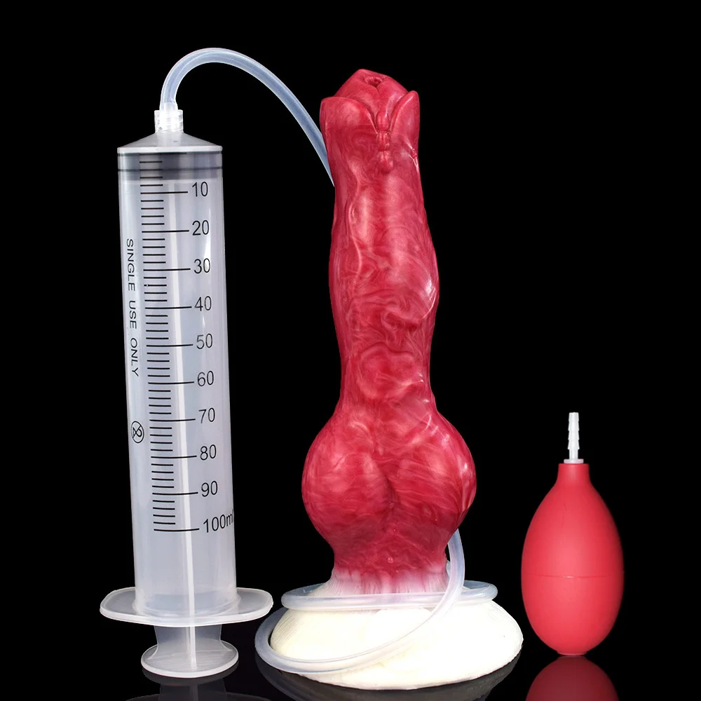 Silicone Squirting Dildo with Strong Sucker Fantasy Ejaculation Penis Big Knot Buttplug Prostate Massager Sex Toys for Men Women