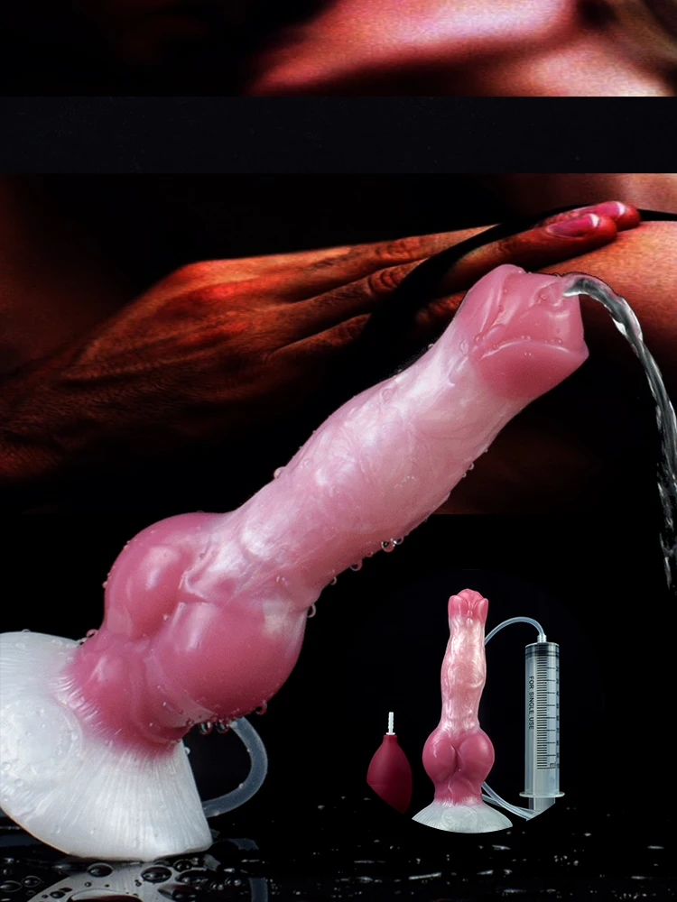 Silicone Squirting Dildo with Strong Sucker Fantasy Ejaculation Penis Big Knot Buttplug Prostate Massager Sex Toys for Men Women
