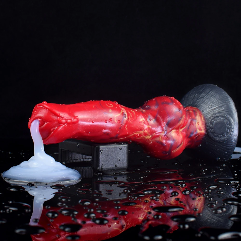 Silicone Squirting Dildo with Strong Sucker Fantasy Ejaculation Penis Big Knot Buttplug Prostate Massager Sex Toys for Men Women