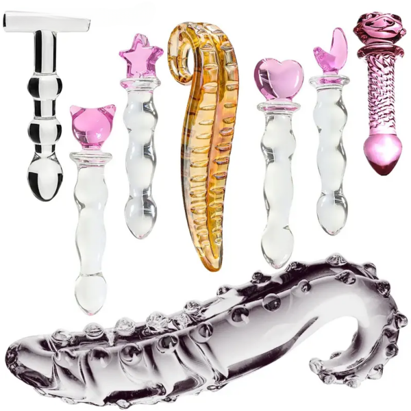 Crystal Glass Dildos Masturbator Realistic Dildo Penis Glass Beads Anal Butt Plug Sex toys for Woman Couples Vaginal