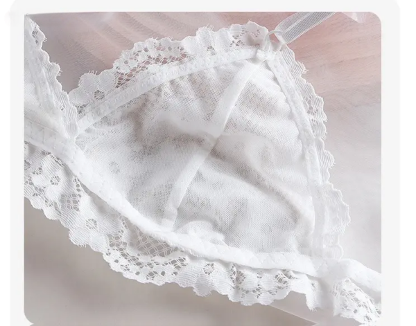 Women Bra Set Sexy Transparent Lingerie Set Underwear Wire-free Low Waist Soft Comfort Ultra-Thin Brassiere Thong