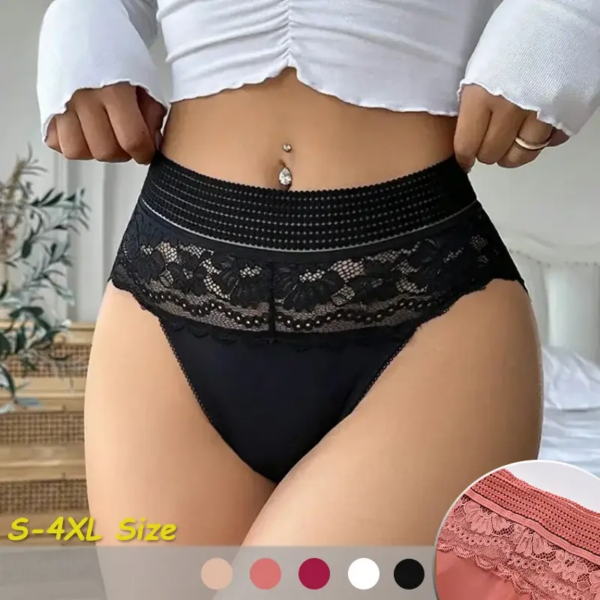Sexy High Waisted Women's Underwear Elastic Breathable Panties Hollowed Out Embroidery Summer Cool Lingerie Solid Color Fashion