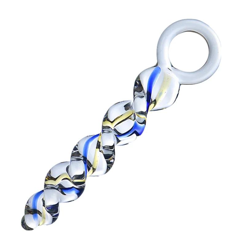 Crystal Glass Threaded Dildos with Realistic Penis Spiral G-Spot Anal Butt Plug for Women Lesbian Masturbator Adult Sex toys