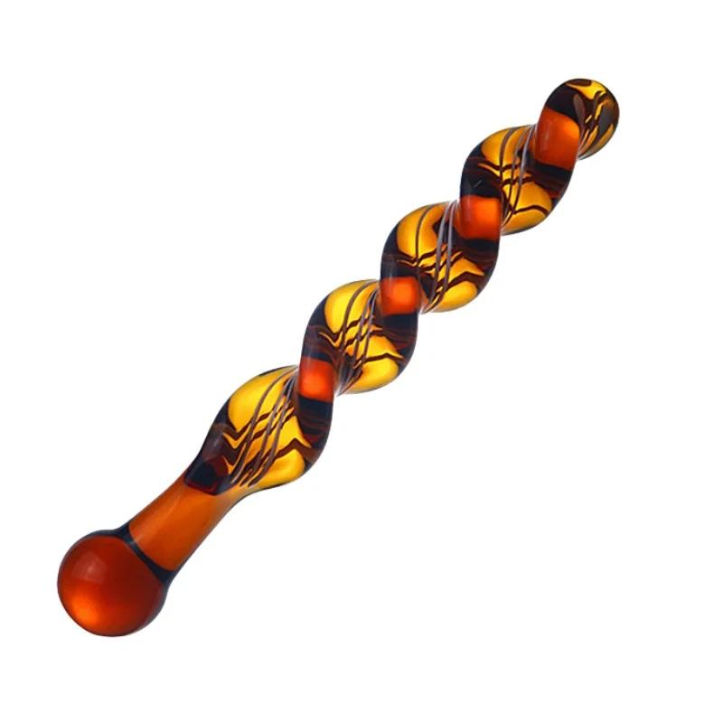 Crystal Glass Threaded Dildos with Realistic Penis Spiral G-Spot Anal Butt Plug for Women Lesbian Masturbator Adult Sex toys