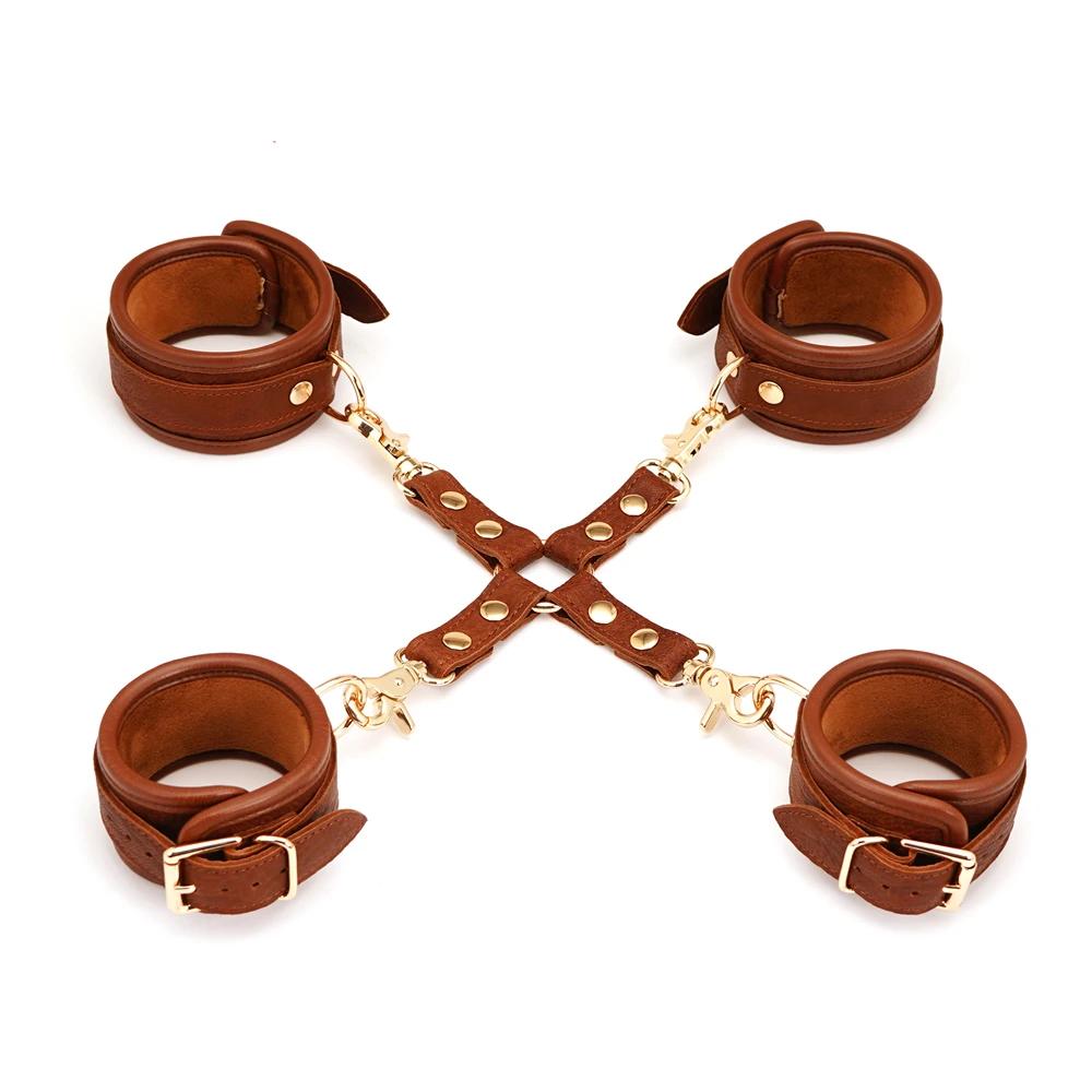 SMSPADE 4pcs Bondage Kit Leather Wrist & Ankle Cuffs Sex Toys for Adult Games Slave DBSM Bondage Sex Products for Couples SMSPADE 4pcs Bondage Kit Leather Wrist & Ankle Cuffs Sex Toys for Adult Games Slave DBSM Bondage Sex Products for Couples
