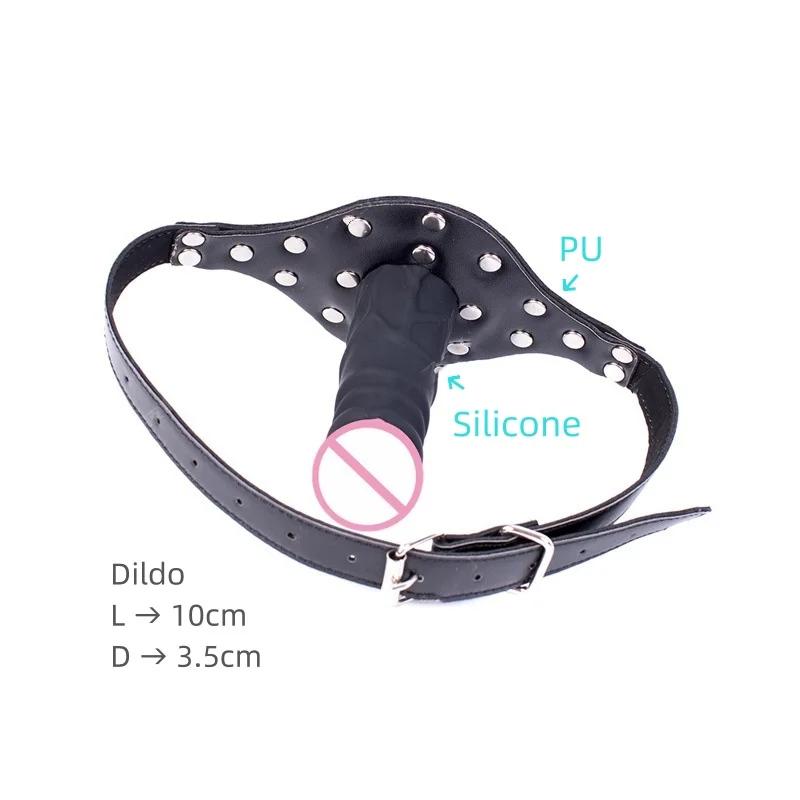 Silicone Penis Plug Mask Sex Toys with Fetish Slave Open Mouth Oral Bondage Dildo Gag for Couple BDSM Flirting Erotic Product