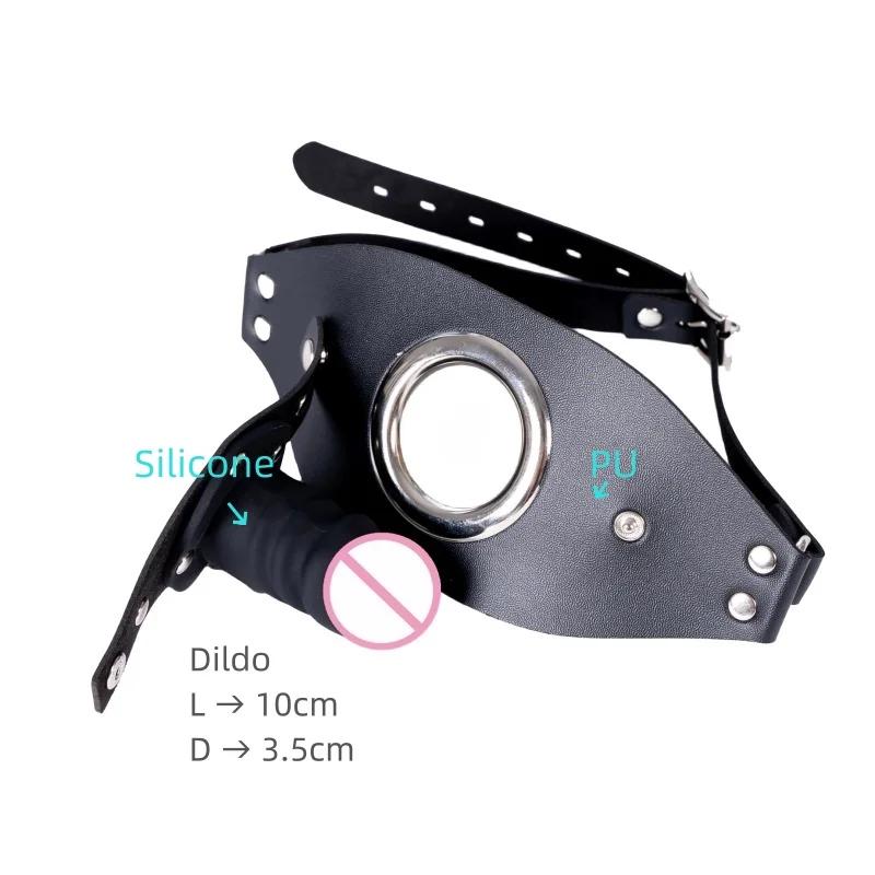 Silicone Penis Plug Mask Sex Toys with Fetish Slave Open Mouth Oral Bondage Dildo Gag for Couple BDSM Flirting Erotic Product