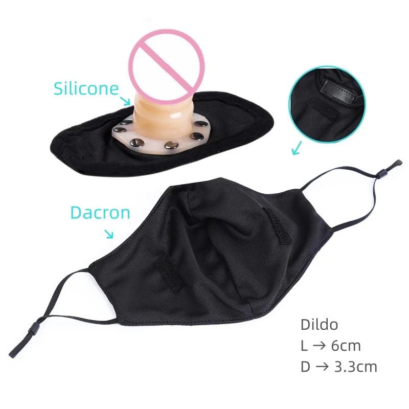 Silicone Penis Plug Mask Sex Toys with Fetish Slave Open Mouth Oral Bondage Dildo Gag for Couple BDSM Flirting Erotic Product