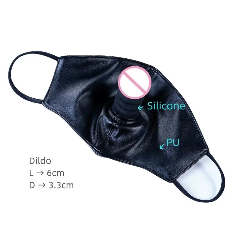 Silicone Penis Plug Mask Sex Toys with Fetish Slave Open Mouth Oral Bondage Dildo Gag for Couple BDSM Flirting Erotic Product