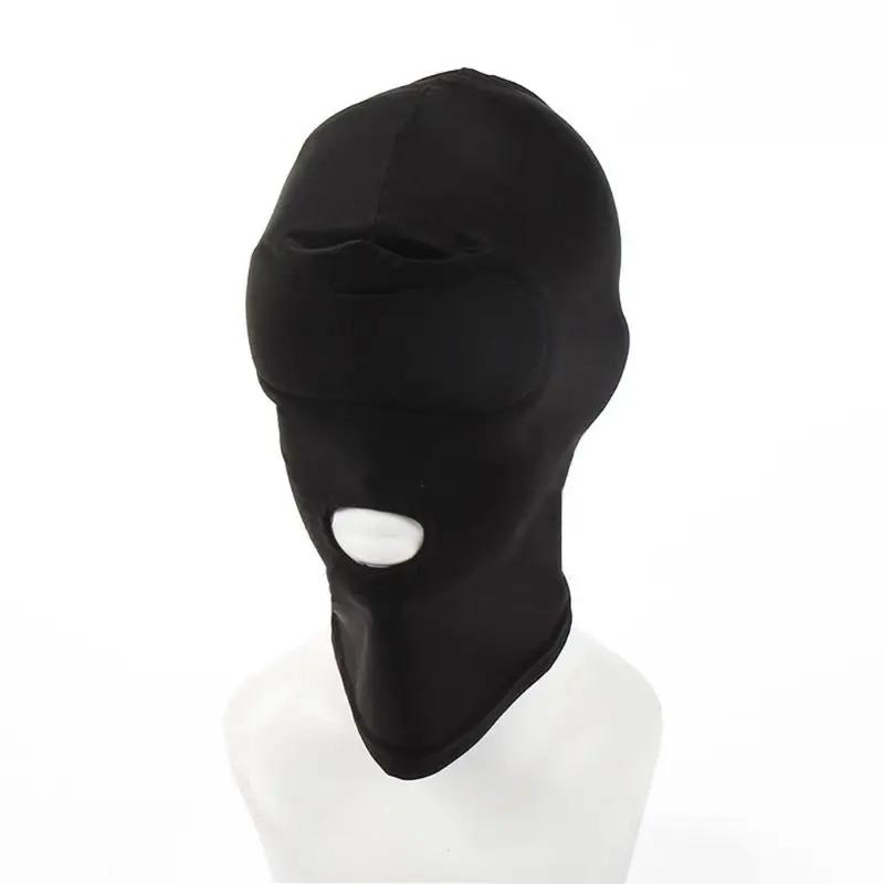 X7YA Adult Open Eye Mouth Headgear Mask Hood Blindfold Full for Head Cover BDSM Sex T