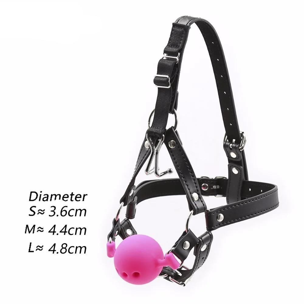 Thierry Head Harness with Nose Hook Ball Gag,Fetish SM Restraint Silicone Open Mouth Gag Adult Games Products Sex Toys Sex Shop