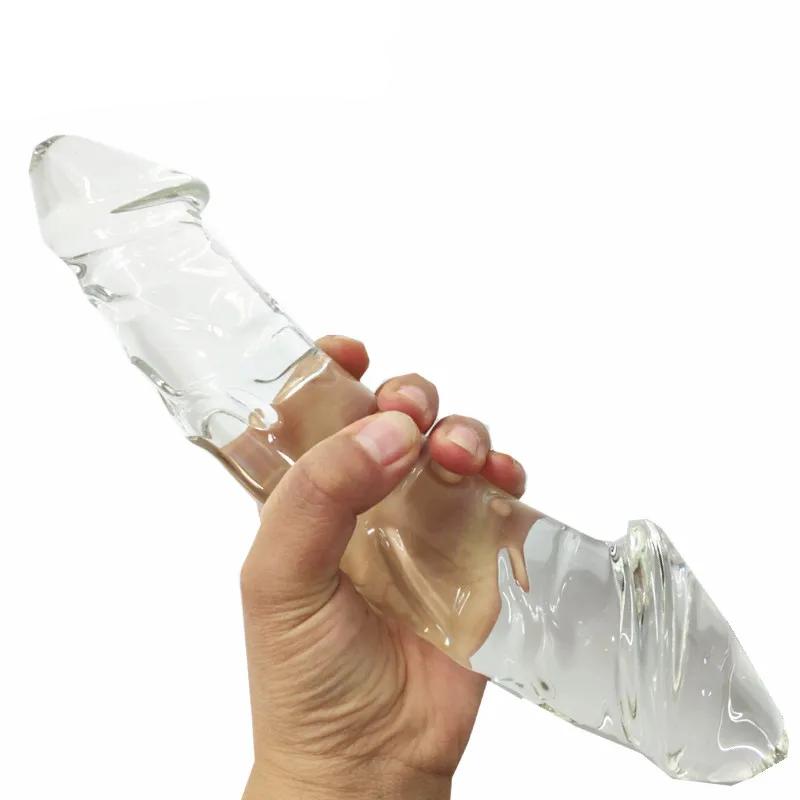 Huge double glass dildo fake penis crystal anal long dildos butt plug g-spot female masturbation Sex toys for women men gay shop